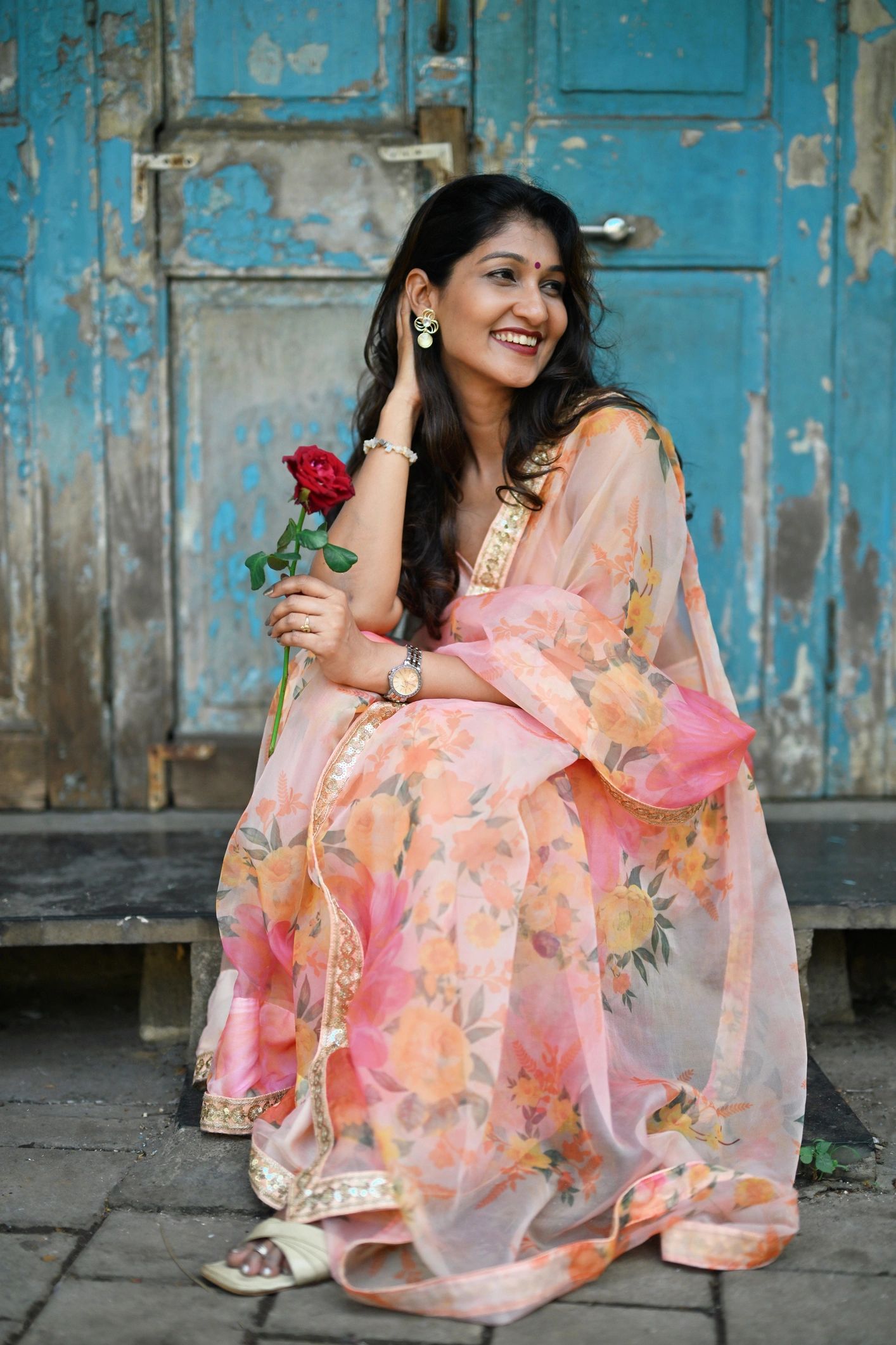 Woman wearing an elegant saree